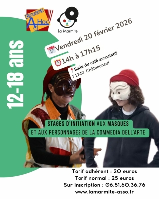 Atelier d'initiation au personnages et masques de la commedia dell'arte