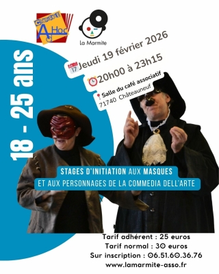 Atelier d'initiation au personnages et masques de la commedia dell'arte
